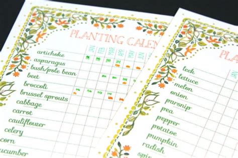 Free Printable Planting Calendar A Piece Of Rainbow