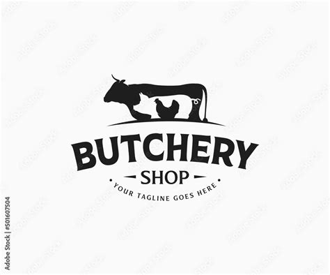 Vintage Butchery Logo Retro Styled Meat Shop Emblem Butcher Shop Logo