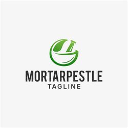 Mortar pestle logo design inspiration Royalty Free Vector