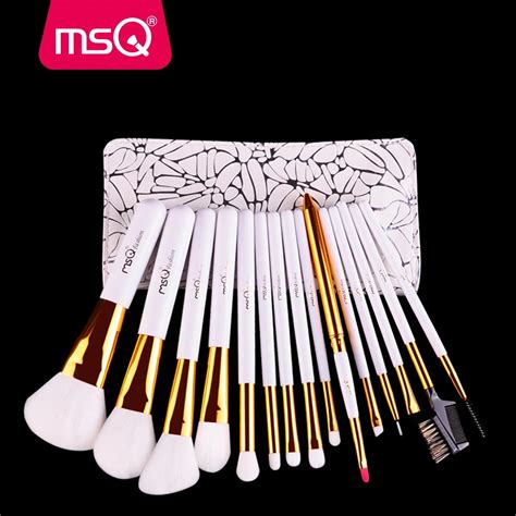 Msq Makeup Brushes Set Professional 15pcs Soft Synthetic Hair Natural Wood Handle Make Up Brush