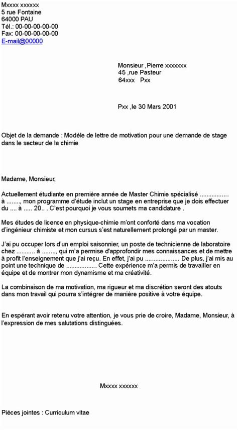 Model De Lettre De Motivation Pour Stage Laboite Cv Fr