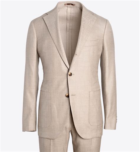 Bedford Beige Wool Silk And Linen Suit Custom Fit Tailored Clothing