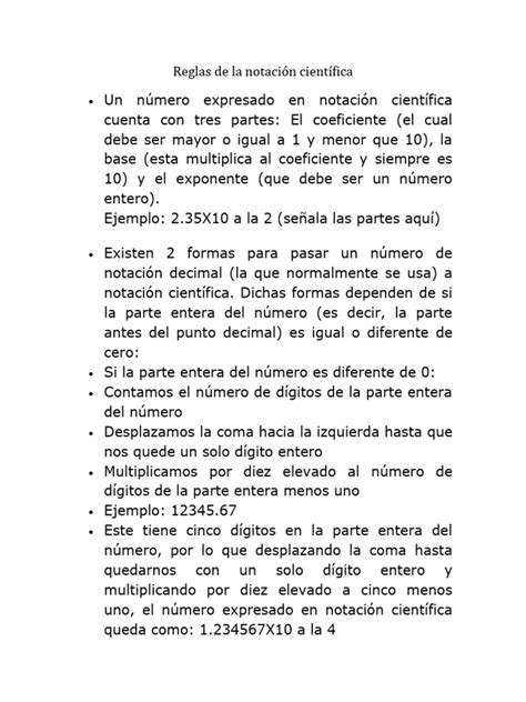 Reglas De La Notación Científica Pdf Exponenciación Decimal