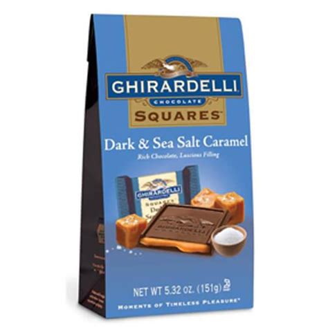 Ghirardelli Dark Chocolate Squares With Sea Salt Caramel Filling 5 Ounce Bags 6 Piece Box