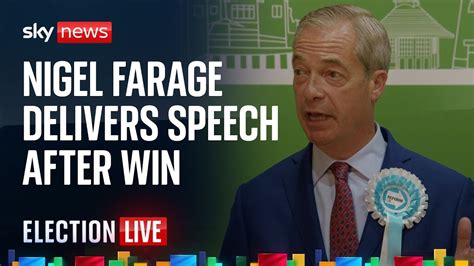 Watch Live Nigel Farage Delivers A Speech After Winning Clacton Seat