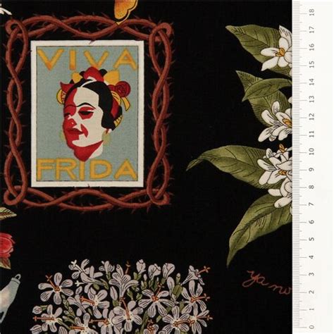 Remnant X Cm Black Viva Frida Fabric By Alexander Henry