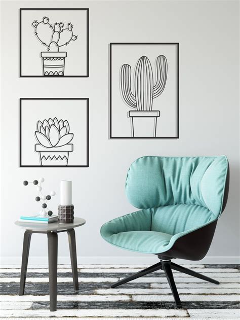 Cactus Wall Art Set Metal Wall Decor Set Plants Metal Art - Etsy ...