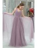 Fairy Tulle Long Sweetheart Lavender Prom Party Dress For Girls B005