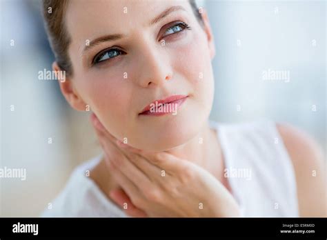Woman Suffering From Neck Pain Stock Photo Alamy