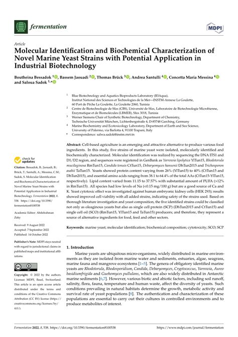 PDF Molecular Identification And Biochemical Characterization Of