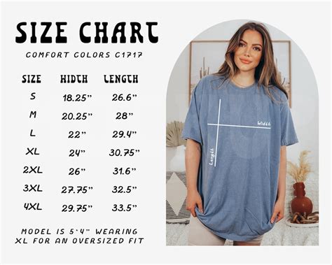 Comfort Colors C Sizing Chart Comfort Colors Size Chart Size