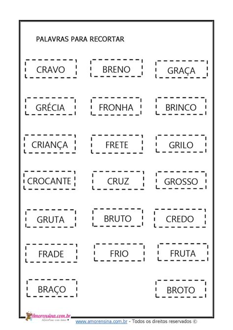 Atividades De Alfabetiza O Palavras Br Cr Fr E Gr Amorensina