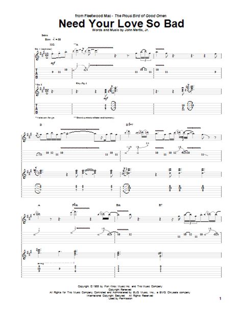 Need Your Love So Bad By Peter Green Sheet Music For Guitar Tab At