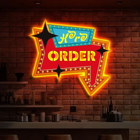 Order Here Neon Sign Order Here Led Sign Arrow Light Up Sign
