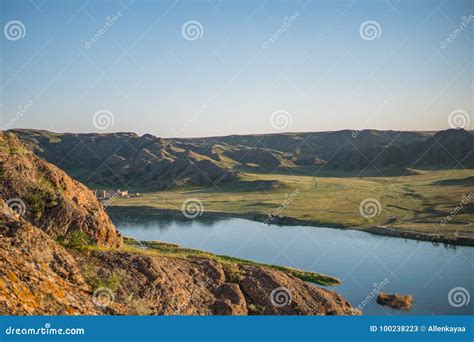 Kazakhstan Ili River View. Beautiful Steppe Landscape Stock Image ...