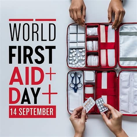 World First Aid Day Vector Illustration Poster With First Aid Kit