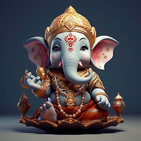 Premium Photo Cute Ganesha Statue 3d