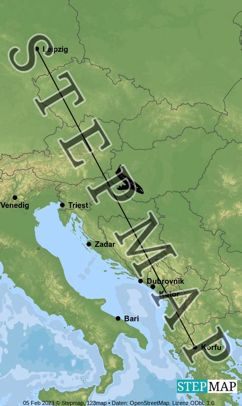 StepMap Adriaküste Landkarte für Mittelmeer