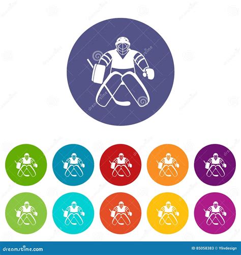 Hockey Goalkeeper Set Icons Stock Vector Illustration Of Helmet