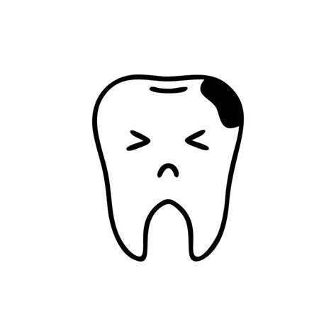 Un Diente Triste Con Caries Tratamiento Del Dolor De Muelas Y La Caries Ilustración Vectorial