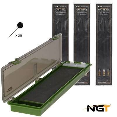 Ngt Rig Box With Ready Made Carp Fishing Barbless Hair Rigs Pins