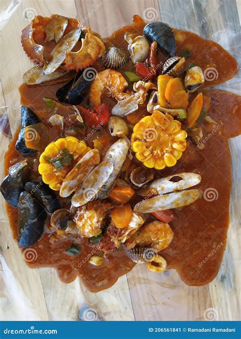 The spicy seafood stock image. Image of curry, dessert - 206561841