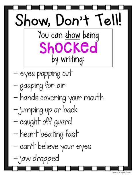 A Sign That Says Show Don T Tell You Can Show Being Shocked By Writing