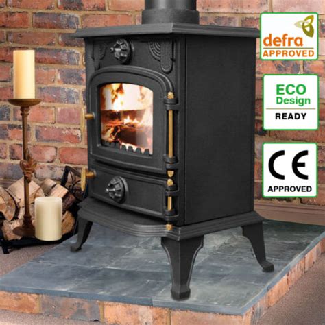 Kw Multifuel Stove Cast Iron Wood Burning Log Burner Fireplace Defra