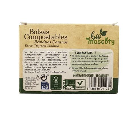 BOLSAS COMPOSTABLES PARA RESIDUOS CANINOS BIOMASCOTY PACK 2 ROLLOS X 12