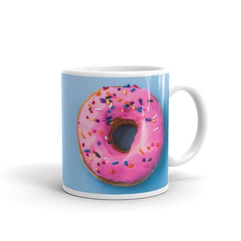 Donut Mug Food Mug Pink Frosted Sprinkle Donut Sprinkle Donut Mug