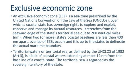 Exclusive economic zone and legal provisions