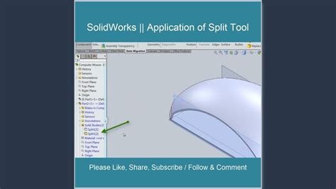 Solidworks Application Of Split Tool Youtube