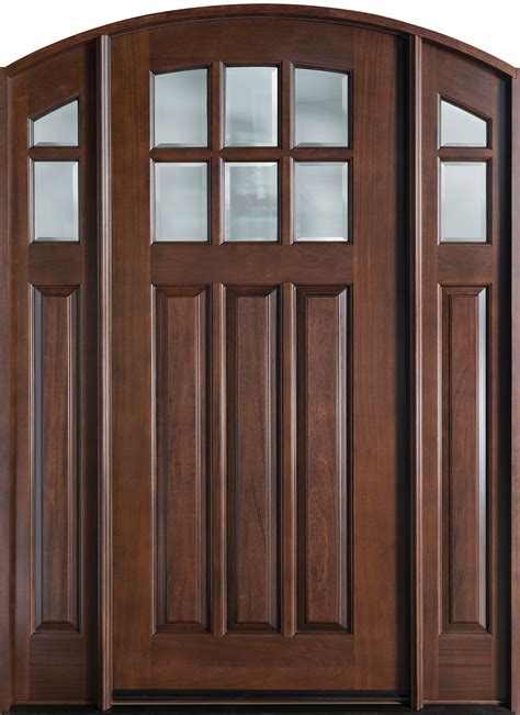 Entry Door In Stock Single With Sidelites Solid Wood With Walnut