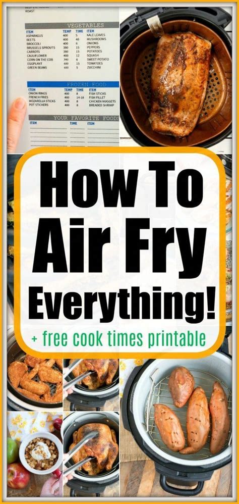 How To Air Fry Everything Free Air Fryer Cook Time Printable Air