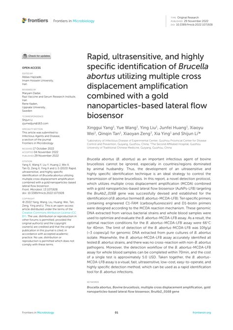 Pdf Rapid Ultrasensitive And Highly Specific Identification Of