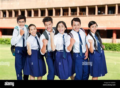 Happy Indian Group High School Students Victory Success Ful Celebrating