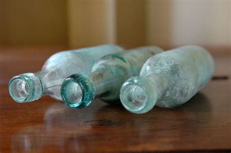 1800s Round Bottom Bottle Collection Set Of 3 Antique Soda Etsy Blue Glass Bottles Bottle