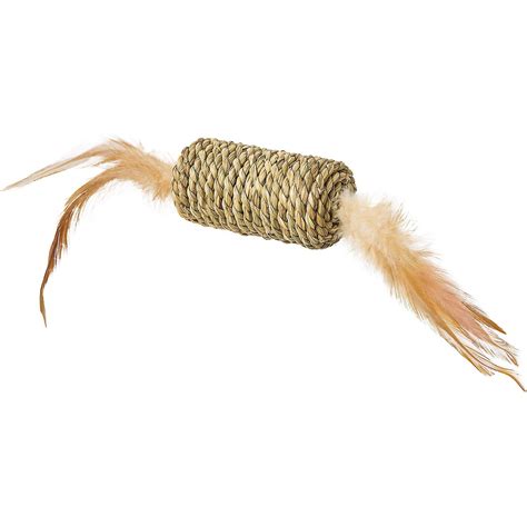 Discontinued - ETHICAL PET Seagrass Roller & Feathers Cat Toy, Tan - Chewy.com