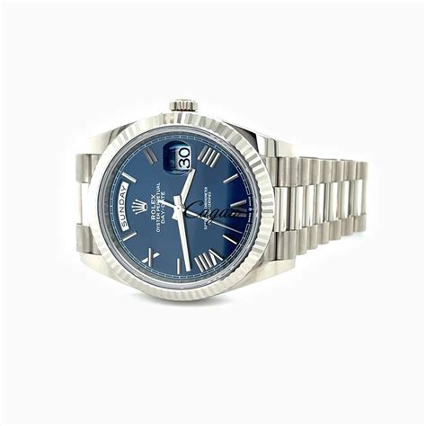 Rolex Day Date White Gold President Blue Dial Cagau