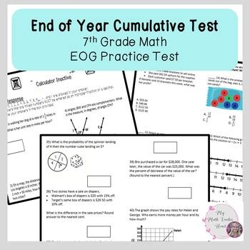 Th Grade Math Cumulative Test Eog Practice Test By My Math Teacher Heart