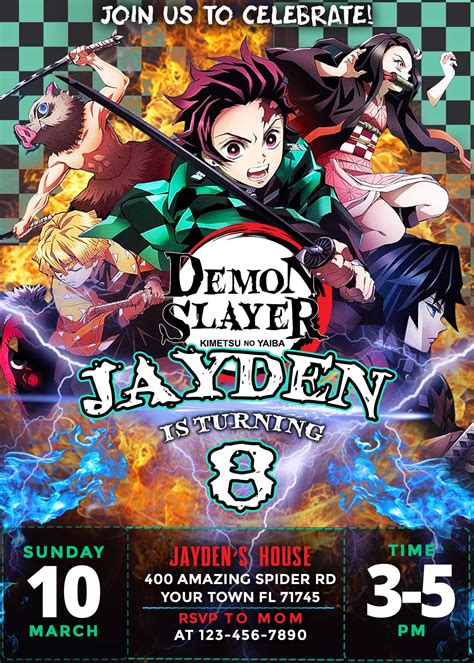 Demon Slayer Birthday Invitation Terrific Invite