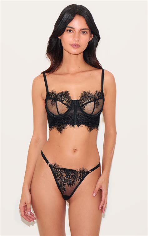 Ensemble De Lingerie En Dentelle Frangée Noire Lingerie Pyjamas
