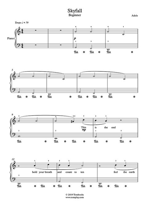 Skyfall (Beginner Level, with Orchestra) (Adele) - Piano Sheet Music