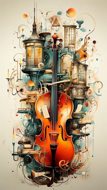 Ilustração de um instrumento musical de violino Foto Premium