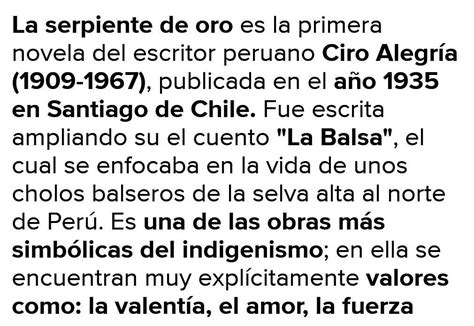 Valores De La Obra La Serpiente De Oro Ayuda Es Para Hoy Brainly Lat