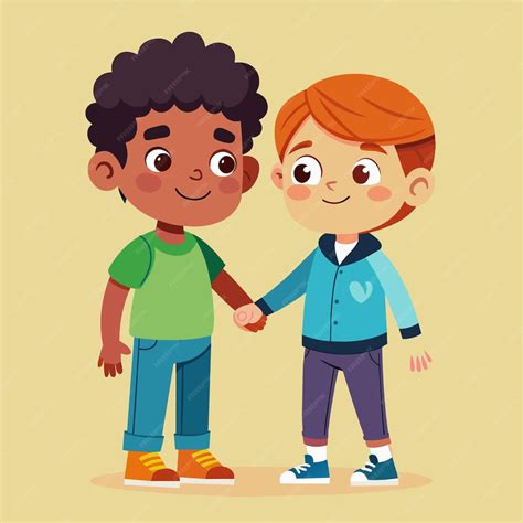 Two Children Holding Hands One Of Which Has The Word On It Premium Ai