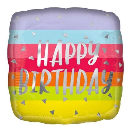 Palloncino Mylar Cm Quadrato Happy Birthday Arcobaleno