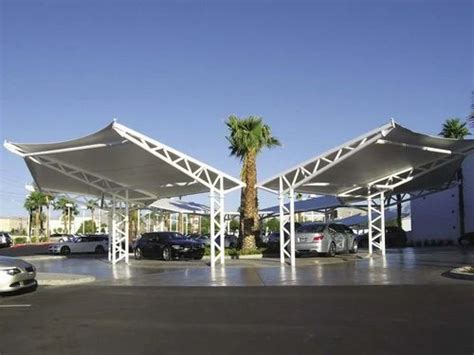 Rectangular White Tensile Membrane Car Parking Structures For