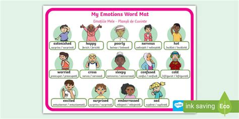 My Emotions Word Mat Romanian Translation Teacher Made