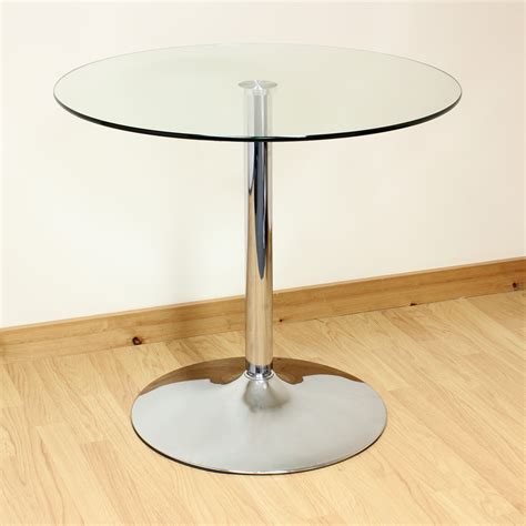 Hartleys 80cm Clearchrome Round Glass Diningkitchen Table Bistrocafe Style 5051990712300 Ebay